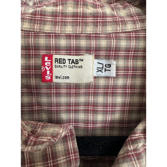 Levis Red Tab Plaid Shirt Cabincore Americana Mens XL Red Brown - Picture 3 of 4